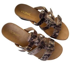 VIONIC Radia Orthotic Wedge Size 8 Sandal Python Adjustable Strap Snakes…